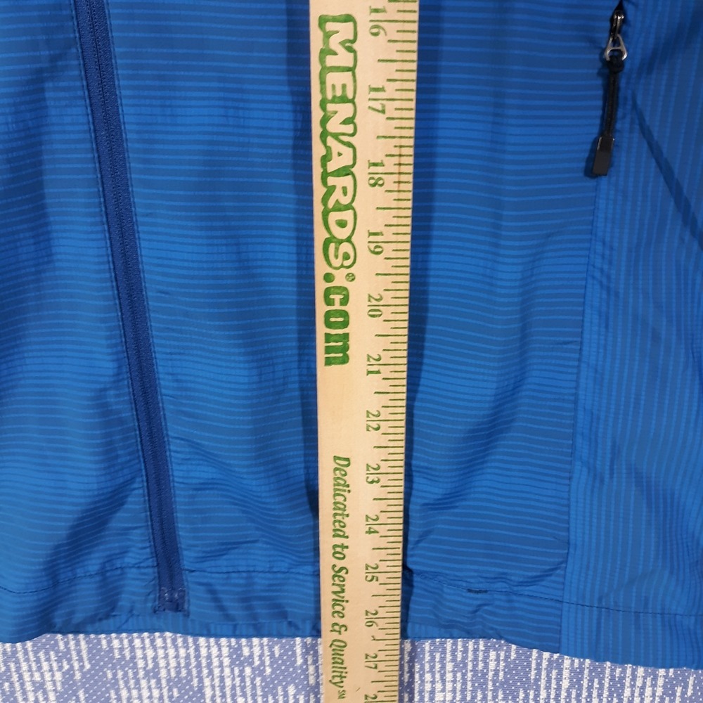 NAU Jacket Womens M Windbreaker Full Zip Pockets Hooded Asymmetric Blue - Picture 7 of 12